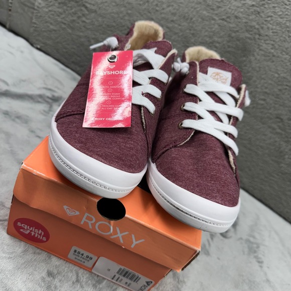 Roxy Shoes - Roxy Bayshore III Sneaker Women 11 Burgundy New Memory Foam Slip On ARJS600418